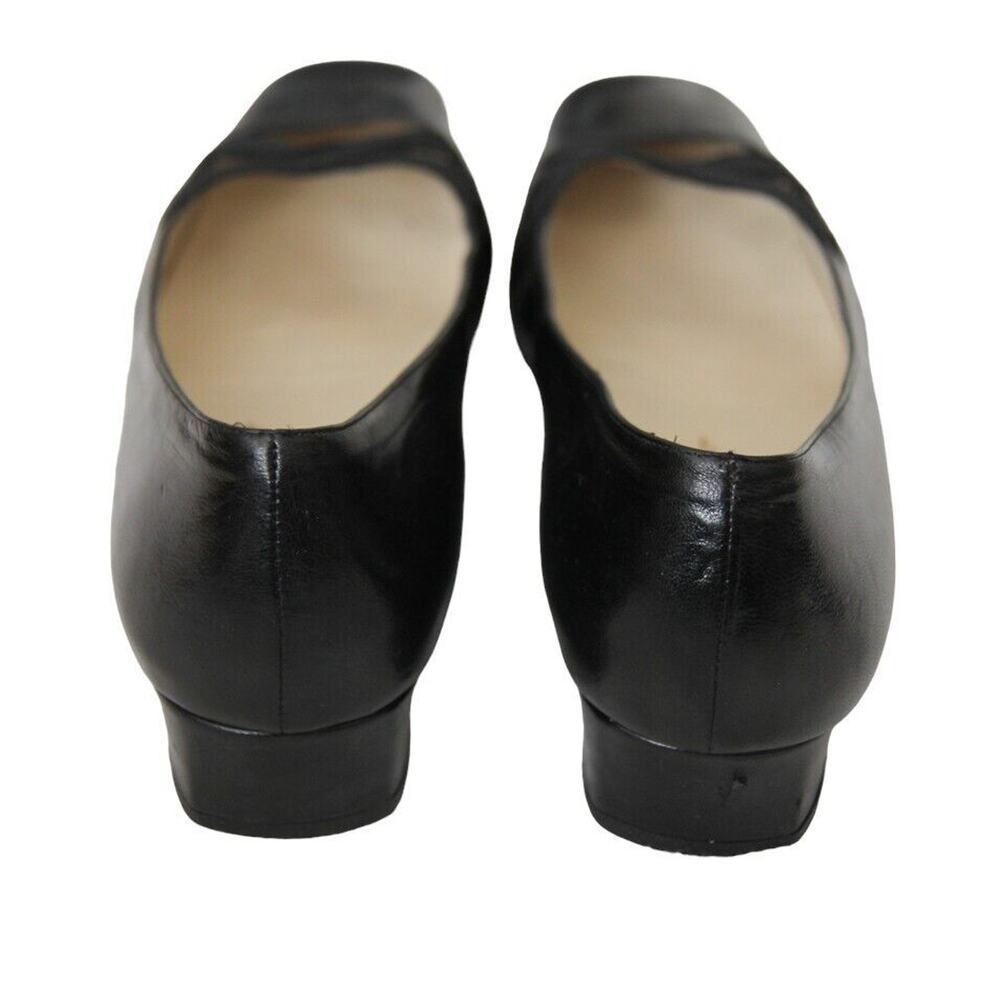 Salvatore Ferragamo Black Leather Elastic Crisscross Square Toe Pumps - Picture 5 of 9